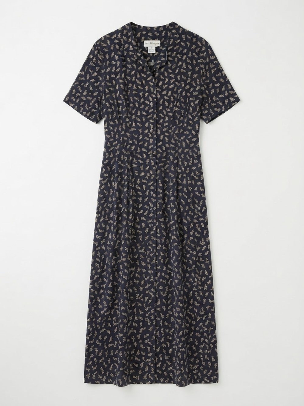 Norton McNaughton Navy Maxi Dress with Beige Floral Print